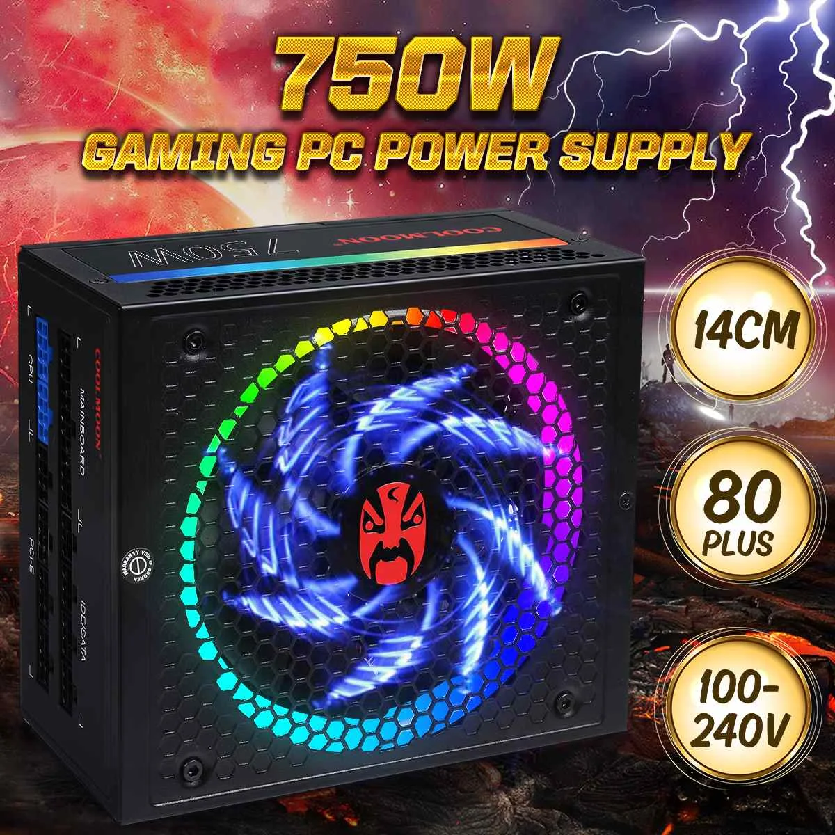 750W Coolmoon Computer Gaming Power Supply ATX 12v Active PFC RGB 80plus PC Power Supply Intelligent Temperature Control Fan
750W Coolmoon Computer Gaming Power Supply ATX 12v Active PFC RGB 80plus PC Power Supply Intelligent Temperature Control Fan