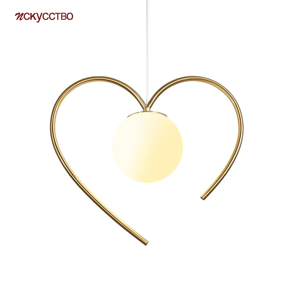 Nordic Romantic Heart Glass Ball Gold Pendant Lights Girls Bedroom Deco Restaurant Cafe Art Led Industrial Suspension Luminaire
Nordic Romantic Heart Glass Ball Gold Pendant Lights Girls Bedroom Deco Restaurant Cafe Art Led Industrial Suspension Luminaire