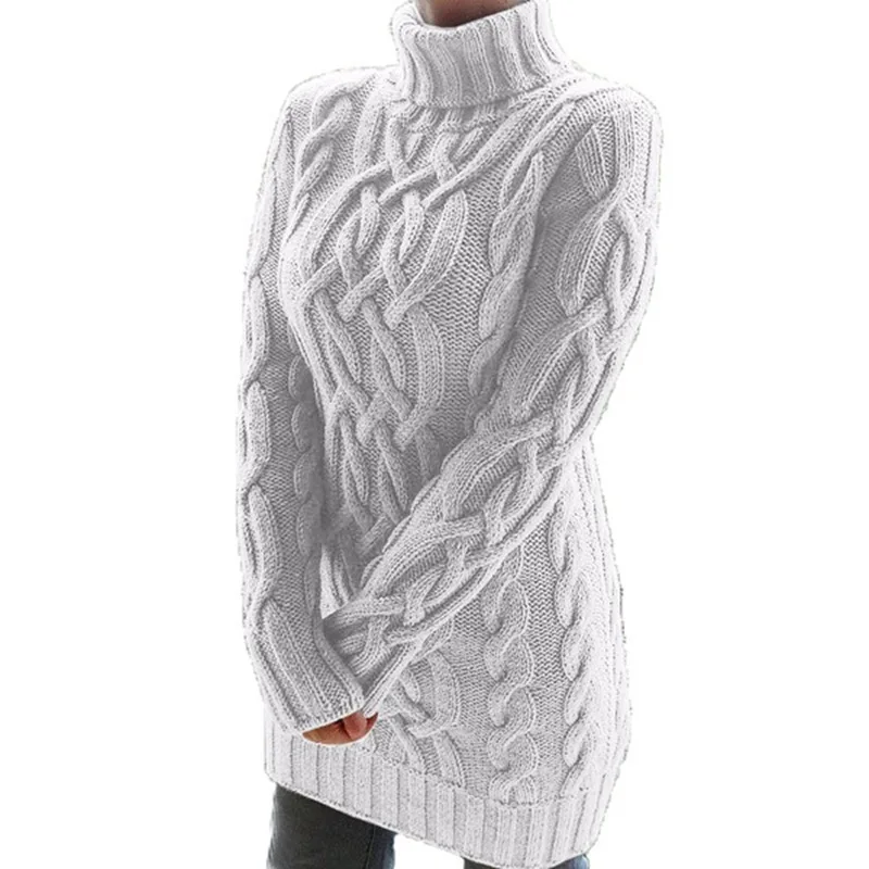 Women Autumn Winter Turtleneck Long Sleeve Sweater Dress Solid Slim Fall Warm Gray Pullover Female Mini Twist Knitted Dress 2020
Women Autumn Winter Turtleneck Long Sleeve Sweater Dress Solid Slim Fall Warm Gray Pullover Female Mini Twist Knitted Dress 2020