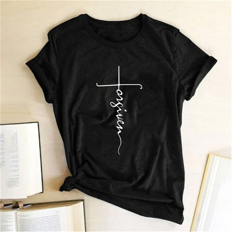 Hillbilly FORGIVEN Letter Print Women T Shirts High Quality Short Sleeve Round Neck Vogue Slim Fit Cute Top Tee Female
Hillbilly FORGIVEN Letter Print Women T Shirts High Quality Short Sleeve Round Neck Vogue Slim Fit Cute Top Tee Female