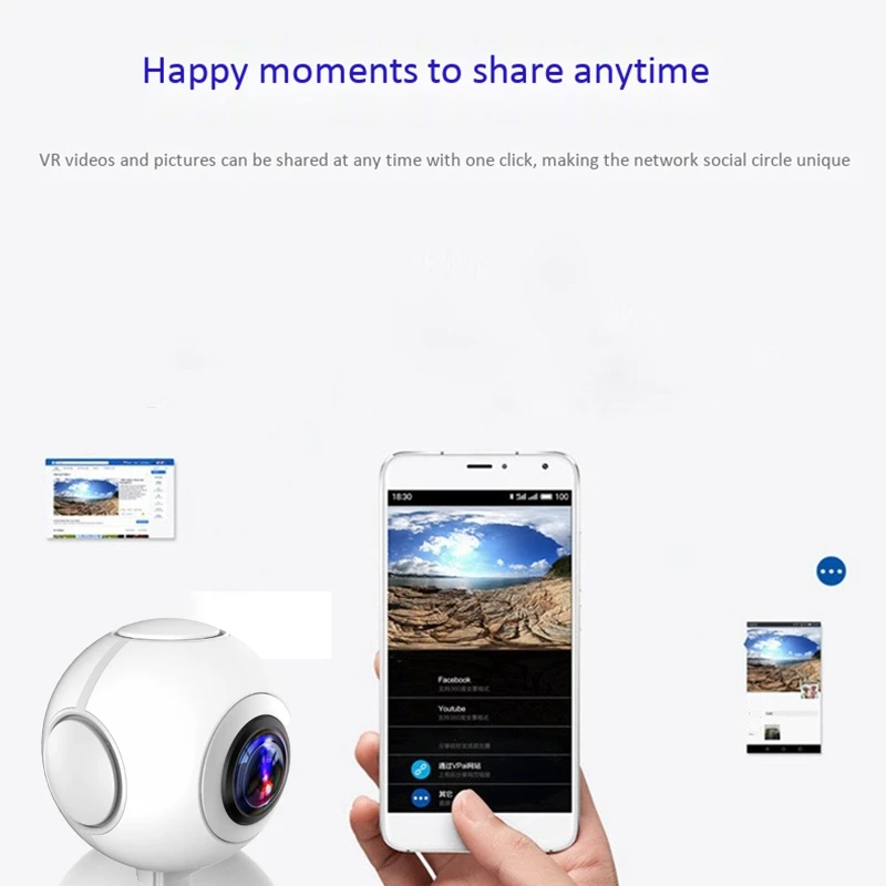 360-Degree Panoramic Camera 720-Degree High-Definition Fisheye Dual-Lens Mobile Phone VR Sports Camera Selfie 1080P 2MP
360-Degree Panoramic Camera 720-Degree High-Definition Fisheye Dual-Lens Mobile Phone VR Sports Camera Selfie 1080P 2MP
