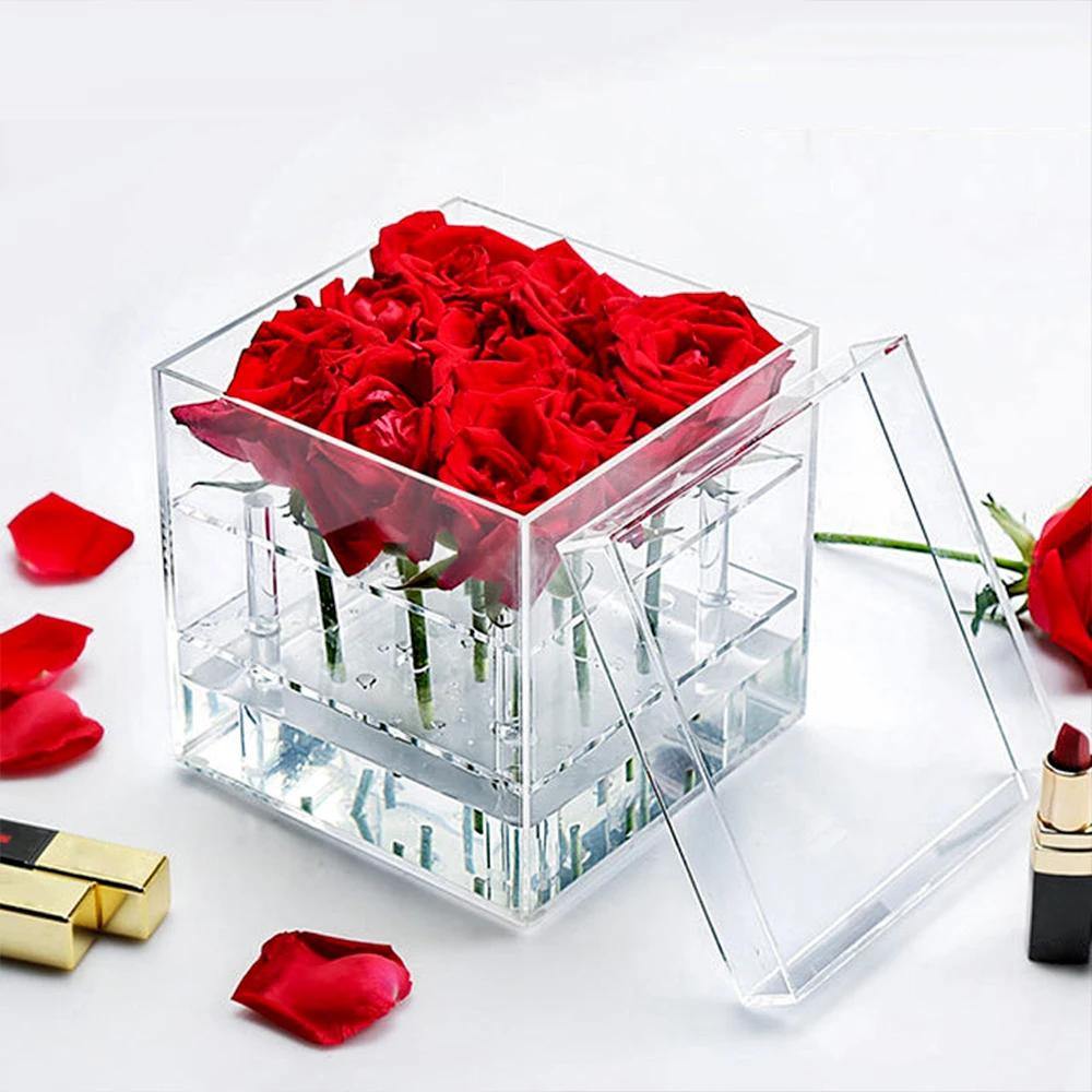 Acrylic Transparent Makeup Organizer Material Cosmetic Case Holder Rose Flower Box With Lid Makeup Organizer For Valentine'S Day
Acrylic Transparent Makeup Organizer Material Cosmetic Case Holder Rose Flower Box With Lid Makeup Organizer For Valentine'S Day