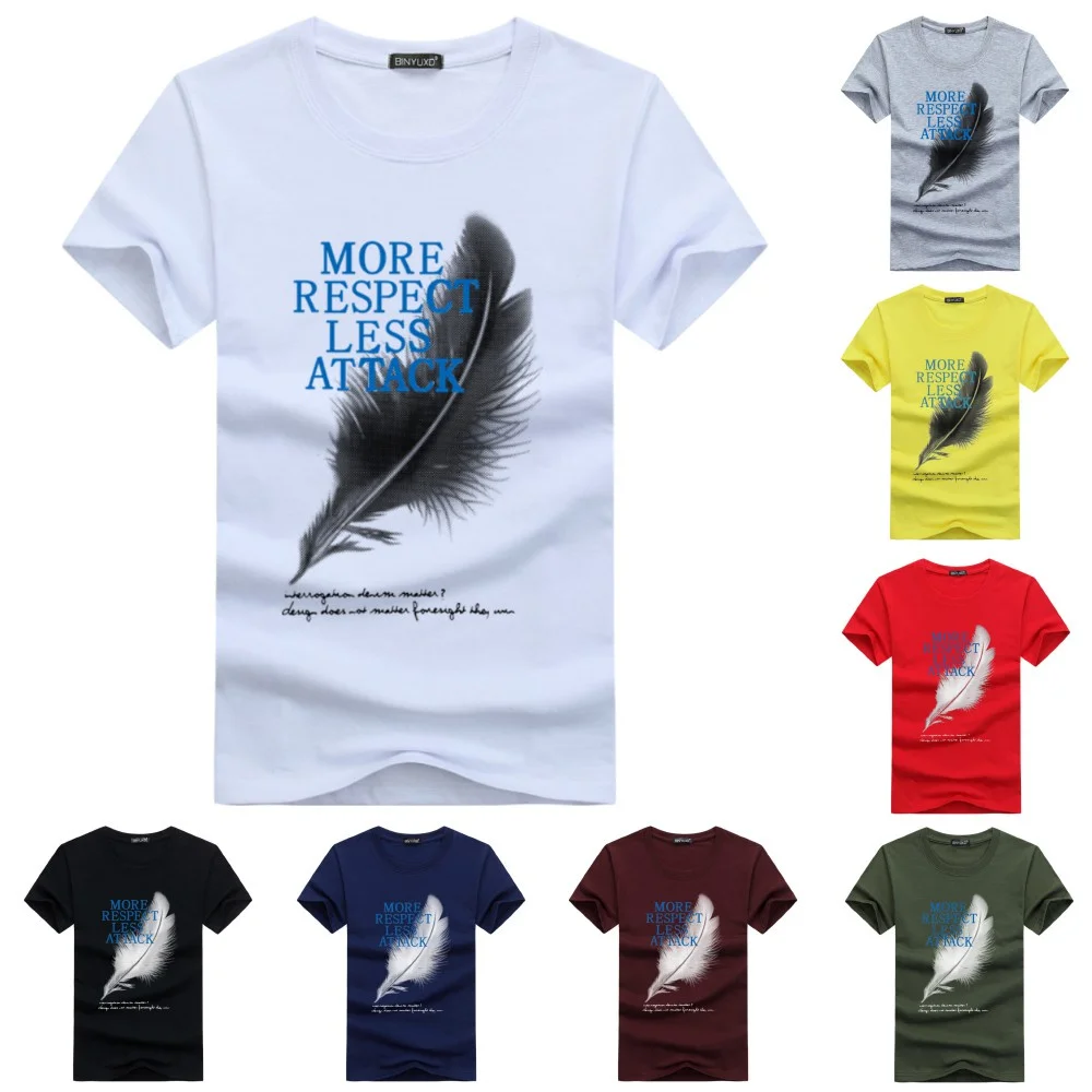 Men's Short Sleeve Feather Printed T-shirt Casual Loose Fashion Summer Round Neck Clothes
Men's Short Sleeve Feather Printed T-shirt Casual Loose Fashion Summer Round Neck Clothes
