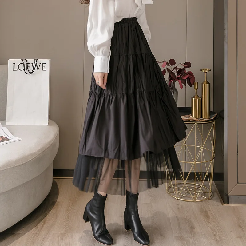 Spring New Black Long Tulle Skirt Women High Waist Slim Pleated Mesh Skirt Women Fashion Slim A-line Swing Skirt Femme
Spring New Black Long Tulle Skirt Women High Waist Slim Pleated Mesh Skirt Women Fashion Slim A-line Swing Skirt Femme