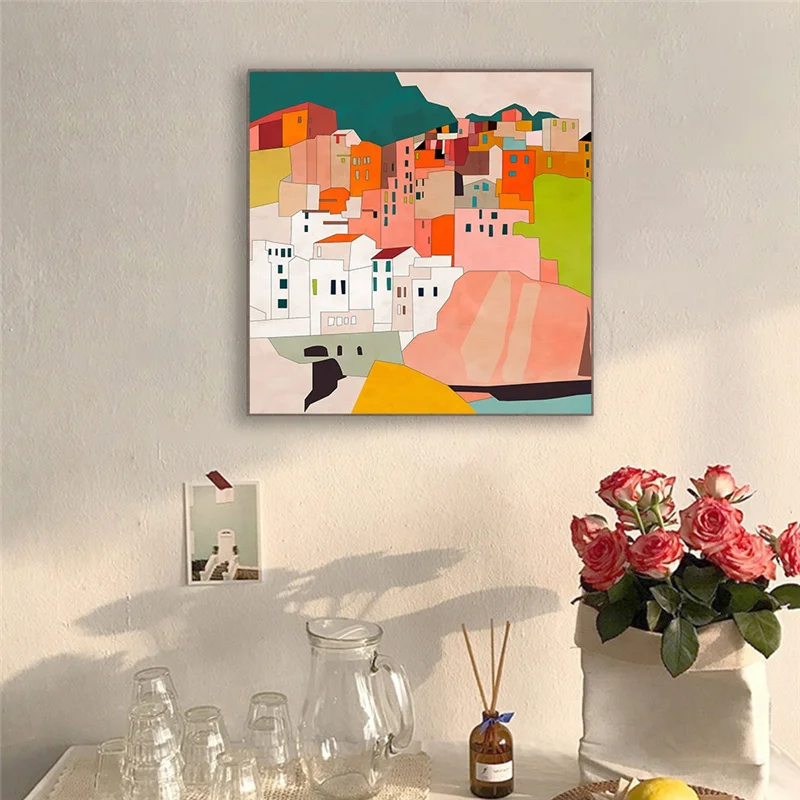 Colorful Abstract Town Landscape Canvas Painting House Geometric Line Wall Art Poster Picture Nordic Living Room Home Decor
Colorful Abstract Town Landscape Canvas Painting House Geometric Line Wall Art Poster Picture Nordic Living Room Home Decor
