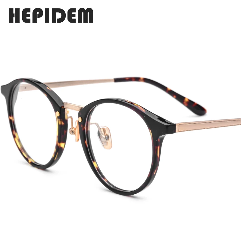 

Acetate Optical Glasses Frame Women 2018 Metal Men Retro Round Prescription Eyeglasses Ladies Vintage Myopia Spectacles Eyewear