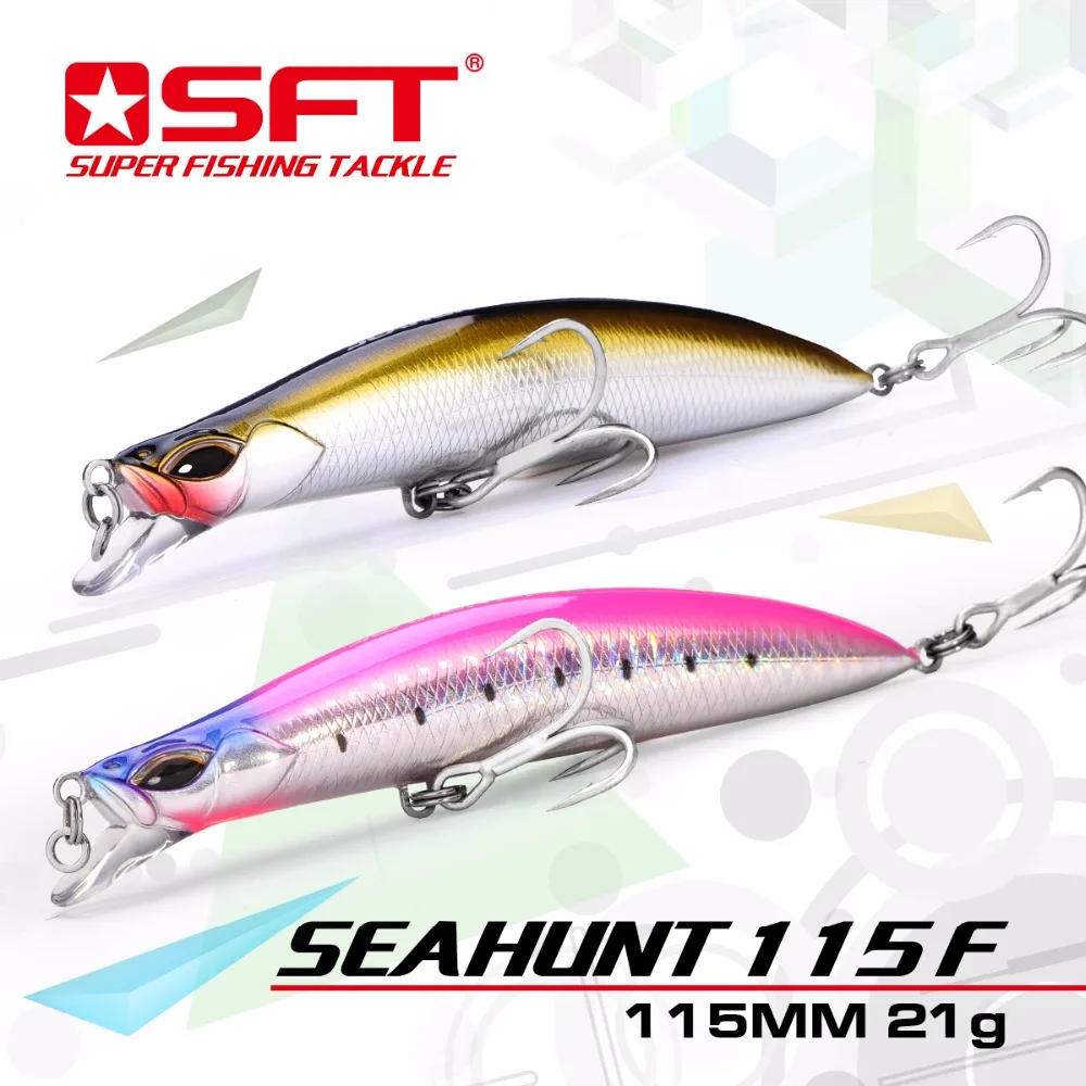 SFT Seahunt 115F 115mm/21g Brand Ocean Fishing Lure Wobbler High Quality Hard Lures Floating Type Fishing Bait Artificial Lures
SFT Seahunt 115F 115mm/21g Brand Ocean Fishing Lure Wobbler High Quality Hard Lures Floating Type Fishing Bait Artificial Lures