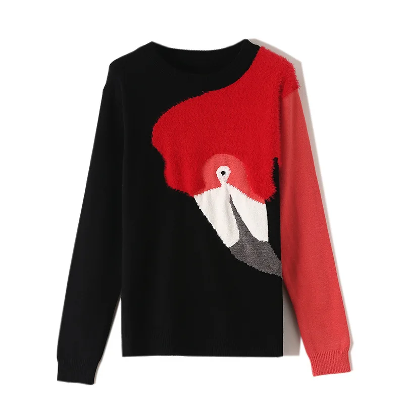 Женский трикотажный джемпер с длинным рукавом и круглым вырезом 
Женский трикотажный джемпер с длинным рукавом и круглым вырезом