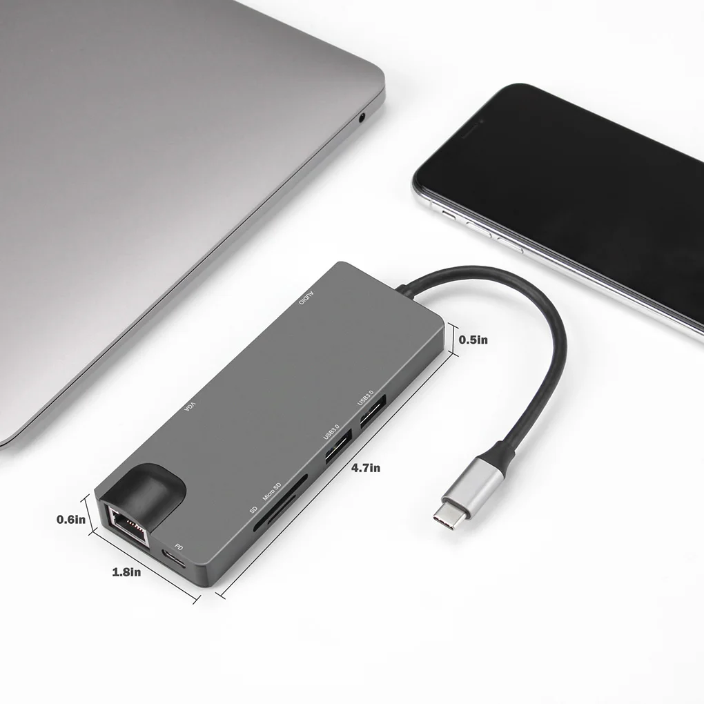 Hub Multi-function 4K HD USB Splitter 9-in-1 Type-C Docking Station Adapter aluminum Alloy
Hub Multi-function 4K HD USB Splitter 9-in-1 Type-C Docking Station Adapter aluminum Alloy