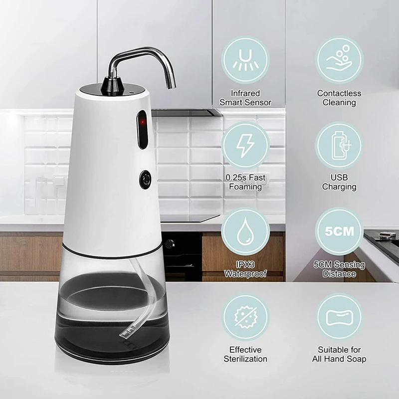 Automatic Foaming Soap Dispenser, Pressless Infrared Rechargeable Soap Dispenser for Bathroom Kitchen Office (White)
Automatic Foaming Soap Dispenser, Pressless Infrared Rechargeable Soap Dispenser for Bathroom Kitchen Office (White)