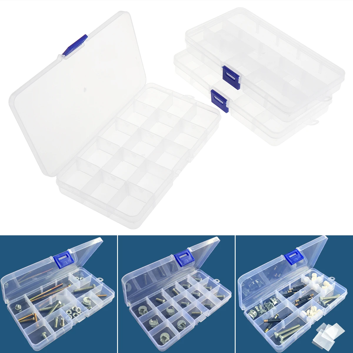 3 шт. прозрачная пластиковая коробка для ювелирных изделий с крышкой|Коробки и