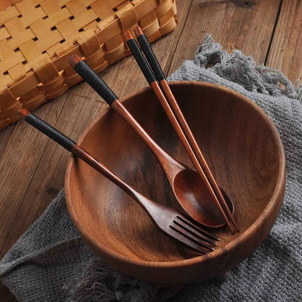 3PCS Wooden Flatware Set Wooden Portable Set Chopsticks Spoon Fork Tableware Soup Teaspoon Catering For Kicthen Dining Bar
3PCS Wooden Flatware Set Wooden Portable Set Chopsticks Spoon Fork Tableware Soup Teaspoon Catering For Kicthen Dining Bar