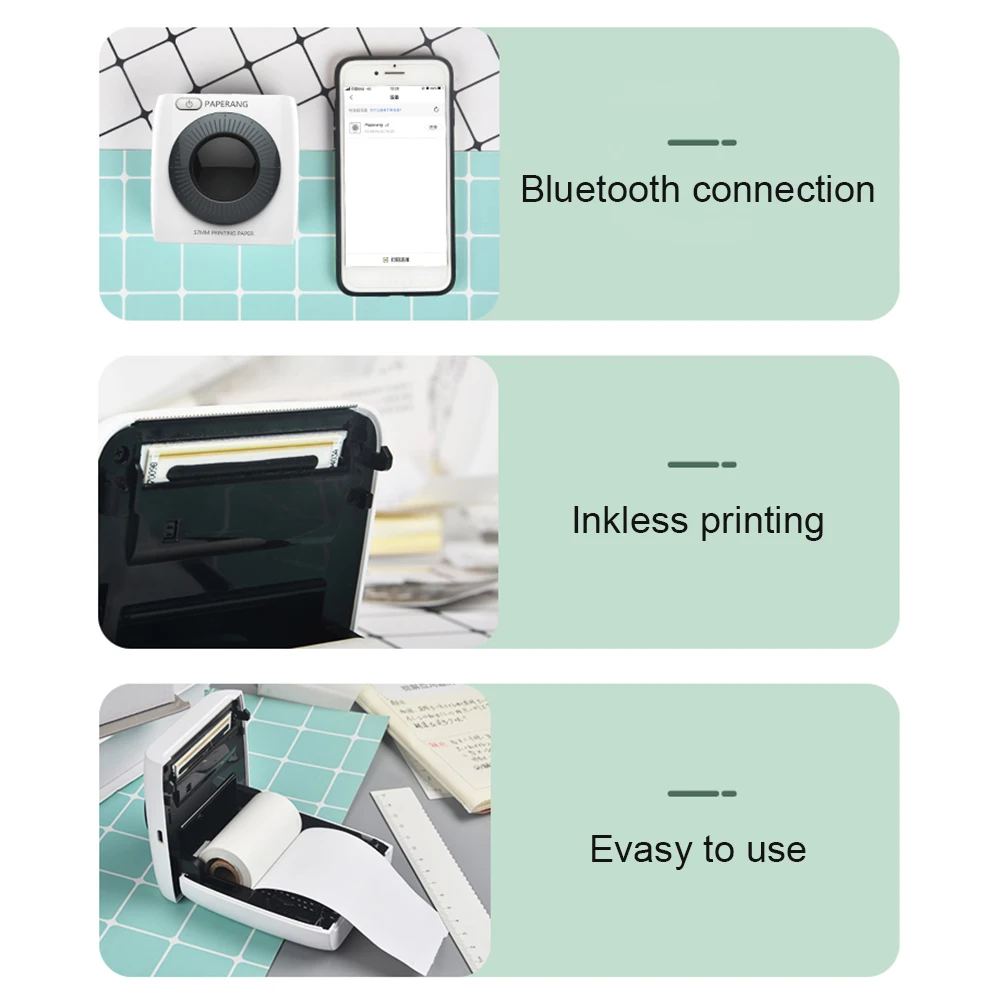 Mini Portable Thermal Printer Paper Photo Pocket Thermal Printer 58 mm Printing Wireless Bluetooth Android IOS Printers
Mini Portable Thermal Printer Paper Photo Pocket Thermal Printer 58 mm Printing Wireless Bluetooth Android IOS Printers