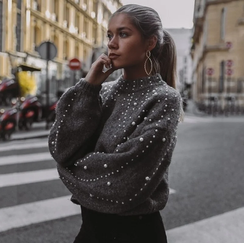 women knitted sweater Beads decoration o-neck lantern sleeve solid fashion pullover sweater woman sweaters dropshipping clothes
women knitted sweater Beads decoration o-neck lantern sleeve solid fashion pullover sweater woman sweaters dropshipping clothes