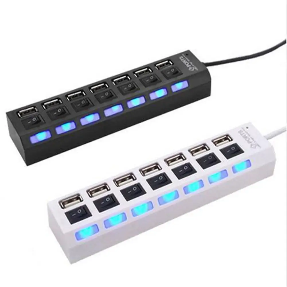 7-port USB Adapter Usb 7 Port Independent Switch With Light Hub With Line Splitter Hub Extender With LED lights
7-port USB Adapter Usb 7 Port Independent Switch With Light Hub With Line Splitter Hub Extender With LED lights