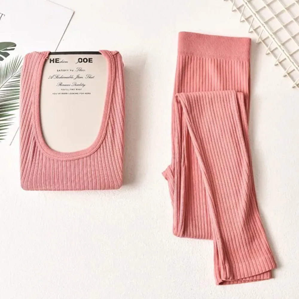 2021 Women's Autumn Winter Warm Pajamas Suit Thin Solid Color Slim Underwear Body Bottoming Shirt Long Johns Sleepwear Sets New
2021 Women's Autumn Winter Warm Pajamas Suit Thin Solid Color Slim Underwear Body Bottoming Shirt Long Johns Sleepwear Sets New