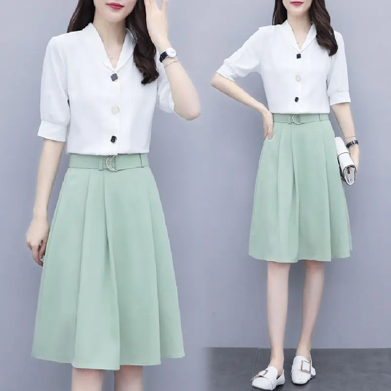 Summer New Retro Elegant 2 Piece Set Women Chiffon Shirt + High Waisted Skirts Suit Two Piece Sets Office Lady Clothing Y608
Summer New Retro Elegant 2 Piece Set Women Chiffon Shirt + High Waisted Skirts Suit Two Piece Sets Office Lady Clothing Y608