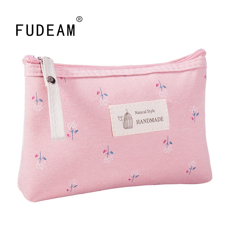 Женская сумка для макияжа FUDEAM тканевая с цветочным принтом дорожная на молнии