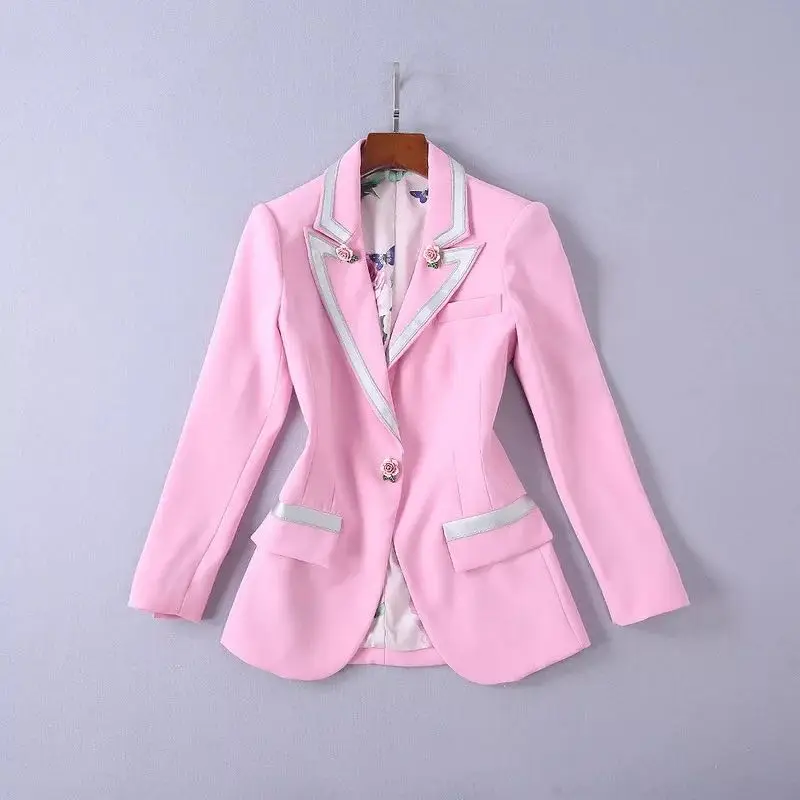 Women's clothing 2021 fashion high-quality 3D three-dimensional rose button pink jacket Slim temperament lining printed suit
Women's clothing 2021 fashion high-quality 3D three-dimensional rose button pink jacket Slim temperament lining printed suit