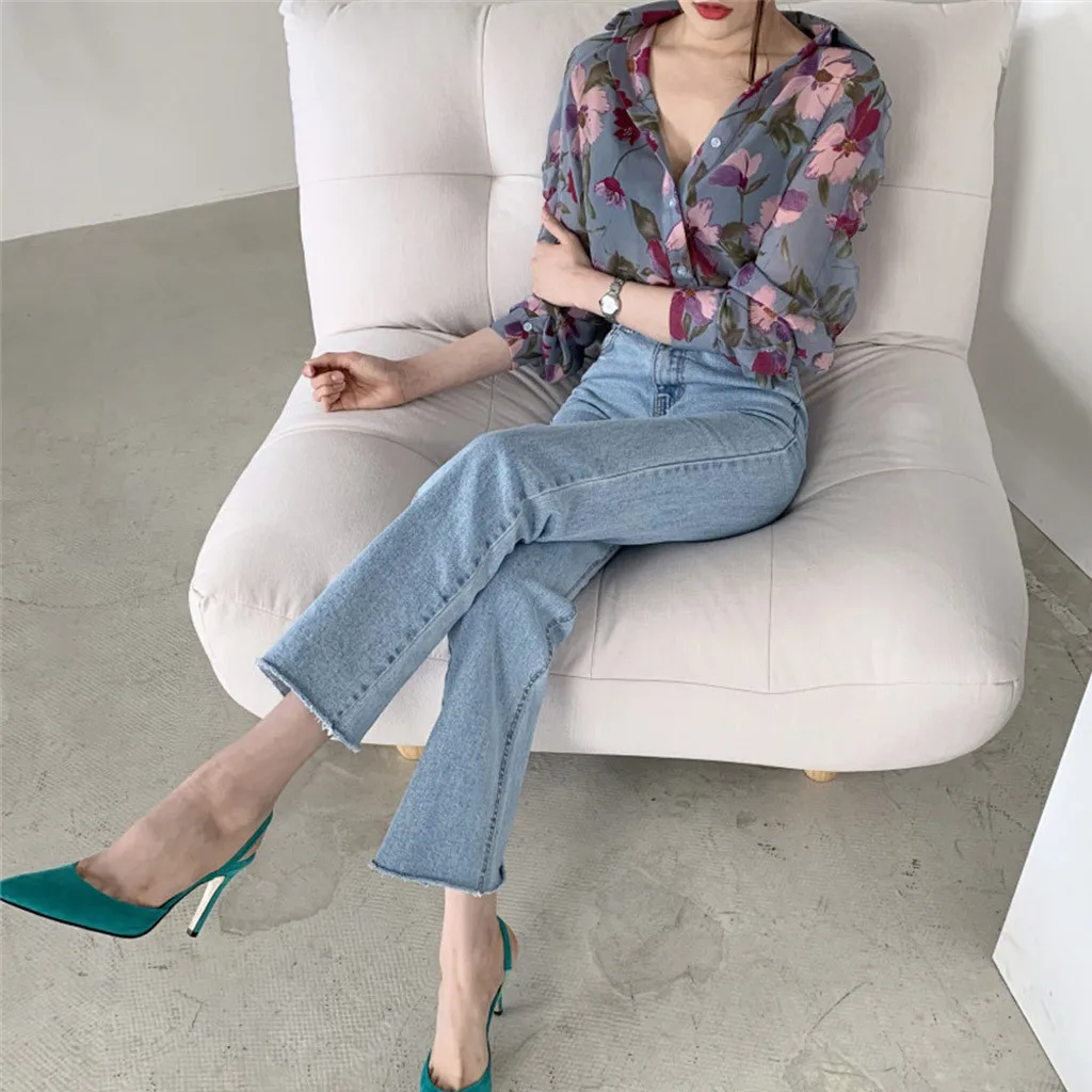 Fashion Women Chiffon Long Puff Sleeve Printed V-neck Top Ladies Button Shirts
Fashion Women Chiffon Long Puff Sleeve Printed V-neck Top Ladies Button Shirts