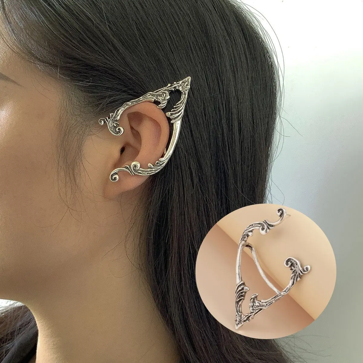 Jewelry Women Goth Silver Color Ear Cuff Earring Punk Fairy No Piercing Elf Ear Clip 
Jewelry Women Goth Silver Color Ear Cuff Earring Punk Fairy No Piercing Elf Ear Clip
