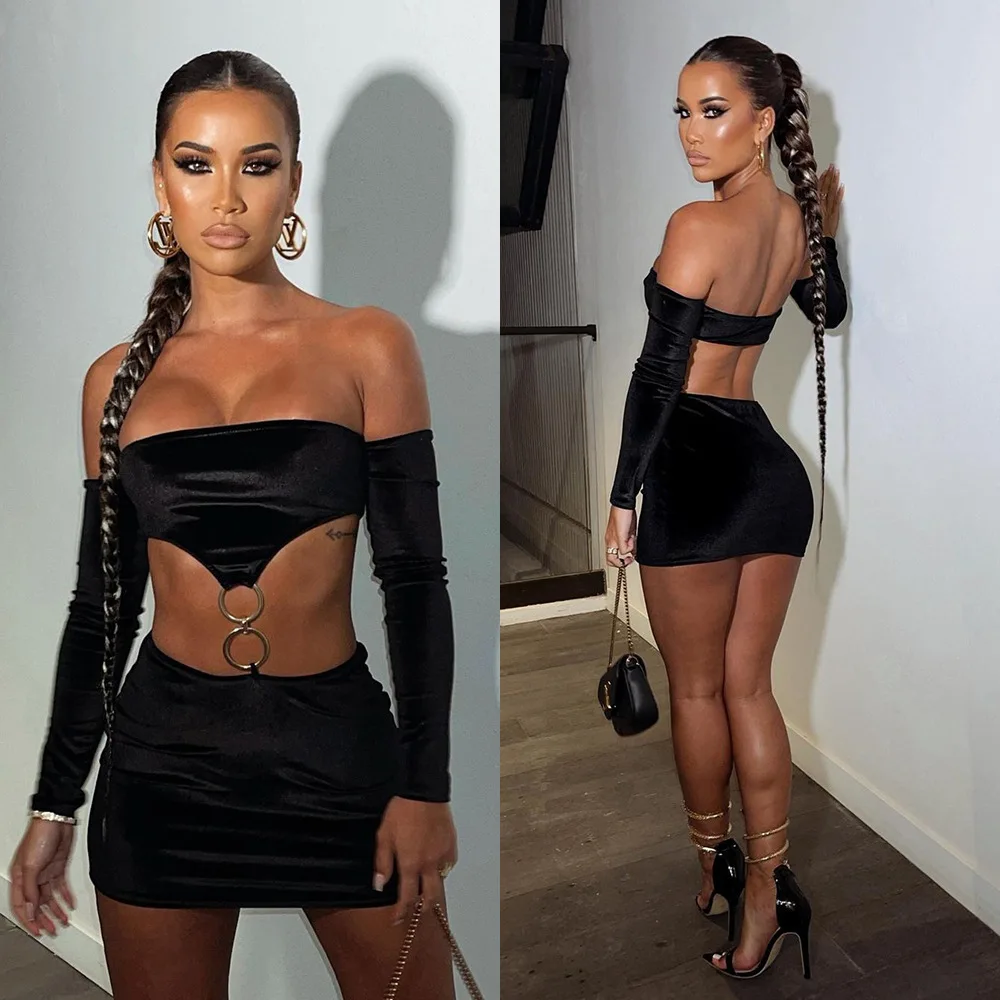 BKLD Women Clothing 2021 Fall New Sexy Backless Hollow Out Off The Shoulder Long Sleeve Black Velvet Dress Party Clubwear
BKLD Women Clothing 2021 Fall New Sexy Backless Hollow Out Off The Shoulder Long Sleeve Black Velvet Dress Party Clubwear