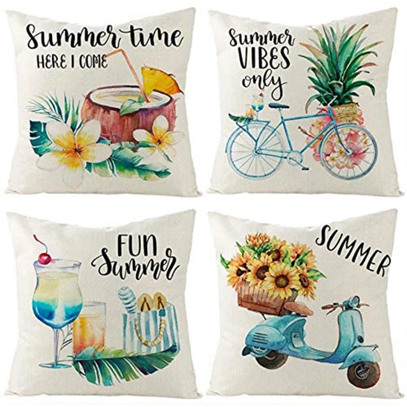 Summer Pillow Covers 18X18 Inches Set Of 4 Decorative Throw Pillow Cover Cushion Cover Farmhouse Decor For Couch Home
Summer Pillow Covers 18X18 Inches Set Of 4 Decorative Throw Pillow Cover Cushion Cover Farmhouse Decor For Couch Home