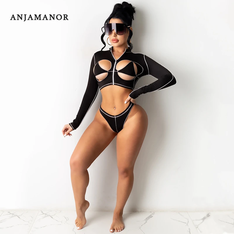 ANJAMANOR Sexy Cut Out Zip Up Crop Top and Shorts Beach Vacation Two Piece Set Summer 2021 Women Matching Sets D42-CC17
ANJAMANOR Sexy Cut Out Zip Up Crop Top and Shorts Beach Vacation Two Piece Set Summer 2021 Women Matching Sets D42-CC17