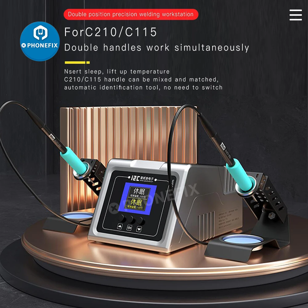 Двухканальная сварочная станция i2C ISCN C210 C115 с ручкой, работающая одновременно для быстрой пайки печатных плат, нано-паяльная станция
Двухканальная сварочная станция i2C ISCN C210 C115 с ручкой, работающая одновременно для быстрой пайки печатных плат, нано-паяльная станция