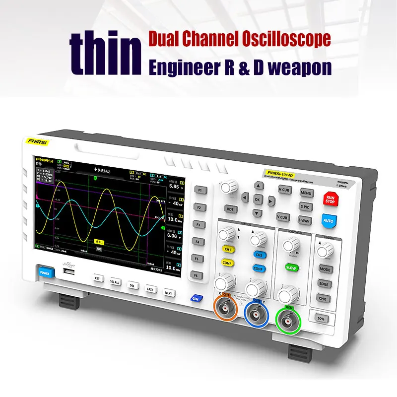 FNIRSI-1014D 100MHz Digital Oscilloscope 2 In 1 Dual Channel Input Signal Generator 100MHz* Ana-log 1GSa/s Sampling Rate | Инструменты