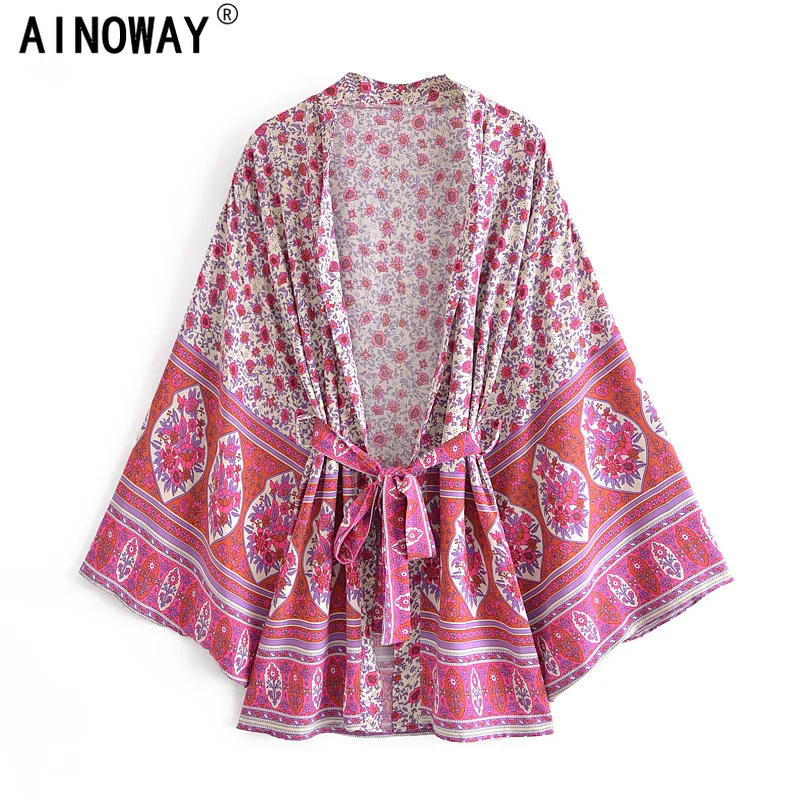 FAKUNTN FAKUNTNPink Floral Print Boho Vintage Sashes kimono Women bohemian V Neck batwing Sleeves happie short robe Kimono
FAKUNTN FAKUNTNPink Floral Print Boho Vintage Sashes kimono Women bohemian V Neck batwing Sleeves happie short robe Kimono