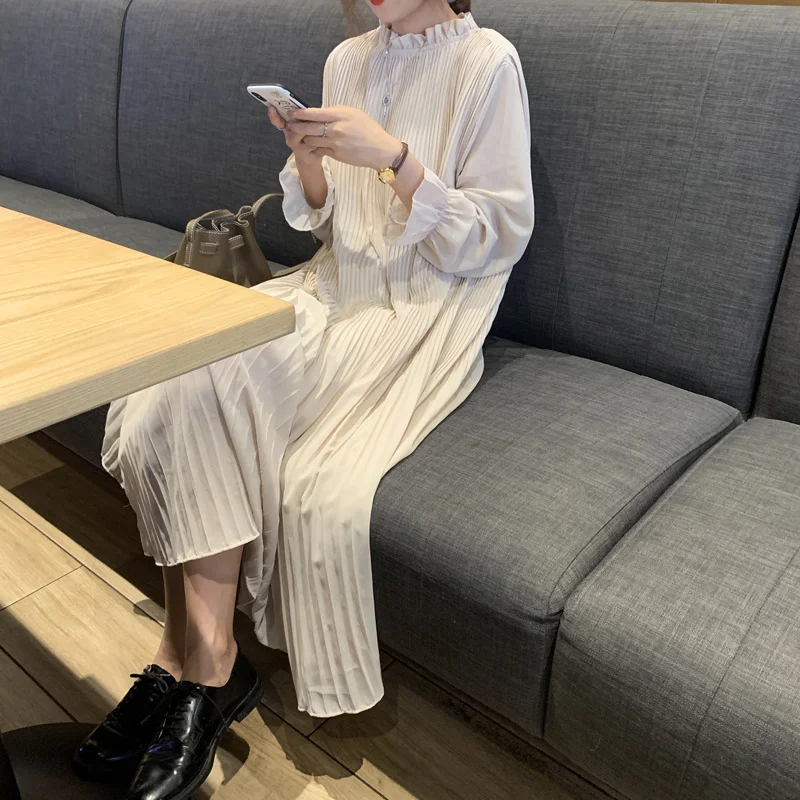 Женское свободное плиссированное платье, повседневное длинное черное или красное платье оверсайз с длинным рукавом, E491, 2022
Женское свободное плиссированное платье, повседневное длинное черное или красное платье оверсайз с длинным рукавом, E491, 2022