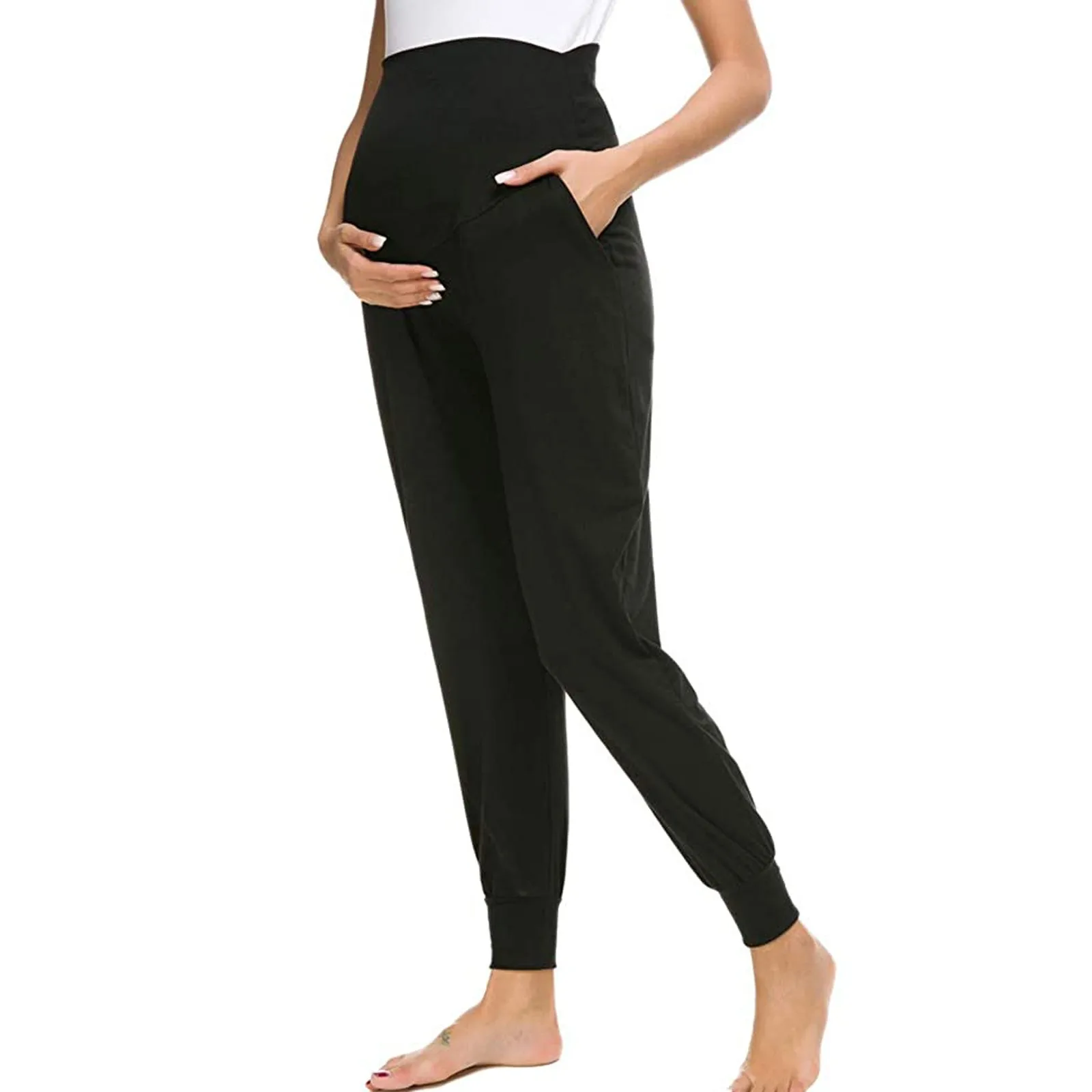 Women's solid color with pockets women's comfortable maternity Winter thick black stretch pants
Women's solid color with pockets women's comfortable maternity Winter thick black stretch pants