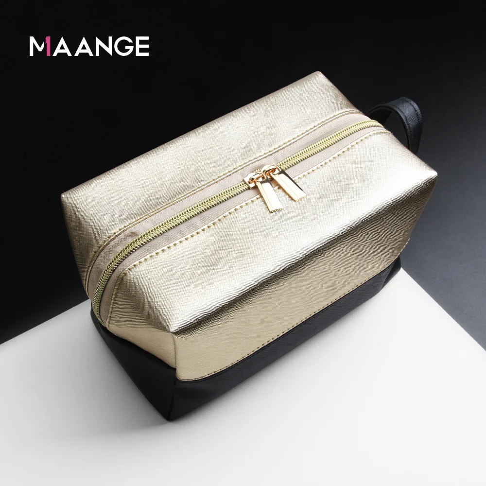 

The Manufacturer Sells MAANGE/MAANG New Product Litchi Pattern Black Gold Cosmetics Brush Bag and Cosmetics Collection Bag.