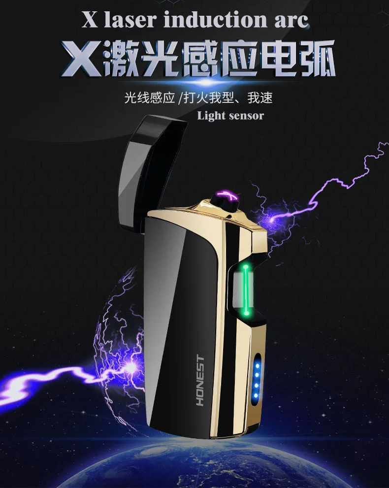 Двухдуговая зажигалка с usb-зарядкой сенсорного датчика отпечатков пальцев