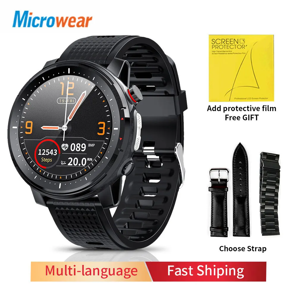 Microwear L15 Смарт часы для мужчин 1 3 дюймов 360*360 Full HD сенсорный Экран Smartwatch ЭКГ IP68