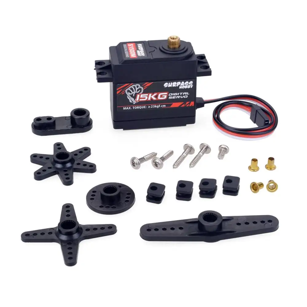 SURPASS Hobby Digital Servo 15KG Metal Gear S1500M for 1/8 1/10 Scale RC Car Helicopter Boat Duct Plane Airplane Robot
SURPASS Hobby Digital Servo 15KG Metal Gear S1500M for 1/8 1/10 Scale RC Car Helicopter Boat Duct Plane Airplane Robot