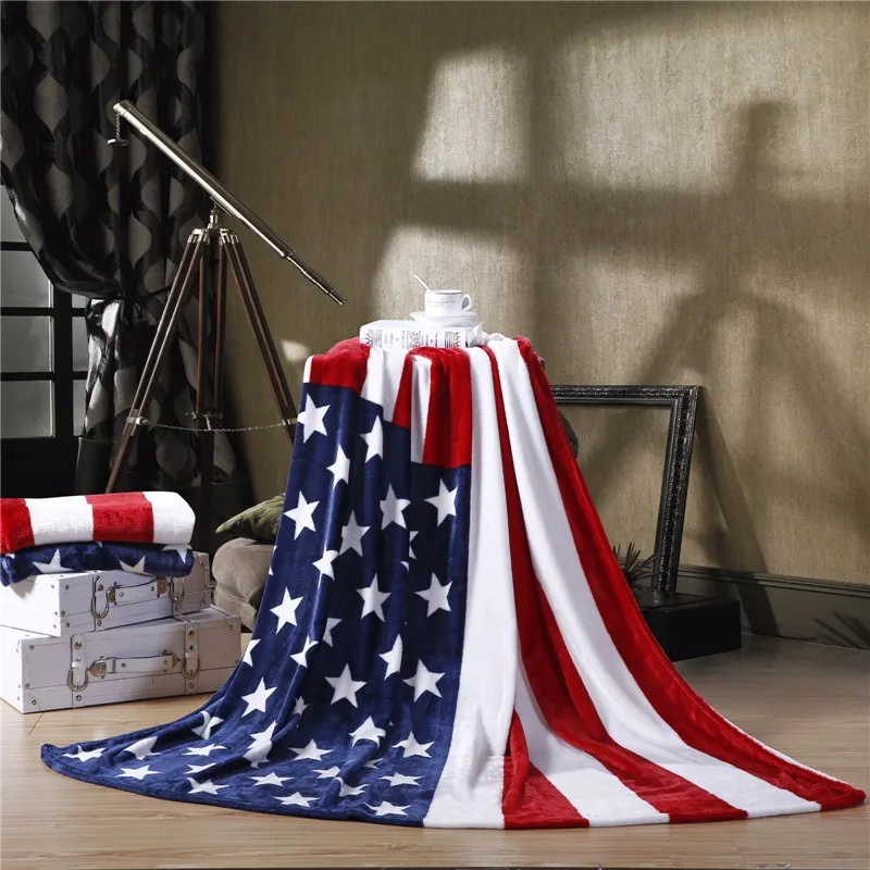 Фото Одеяло с американским флагом Стандартный британский флаг Коралловое Флисовое