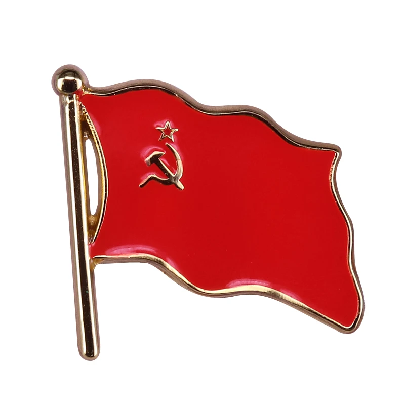 Значок с эмалью красный флаг CCCP серп молот звезда русский значок | Украшения и