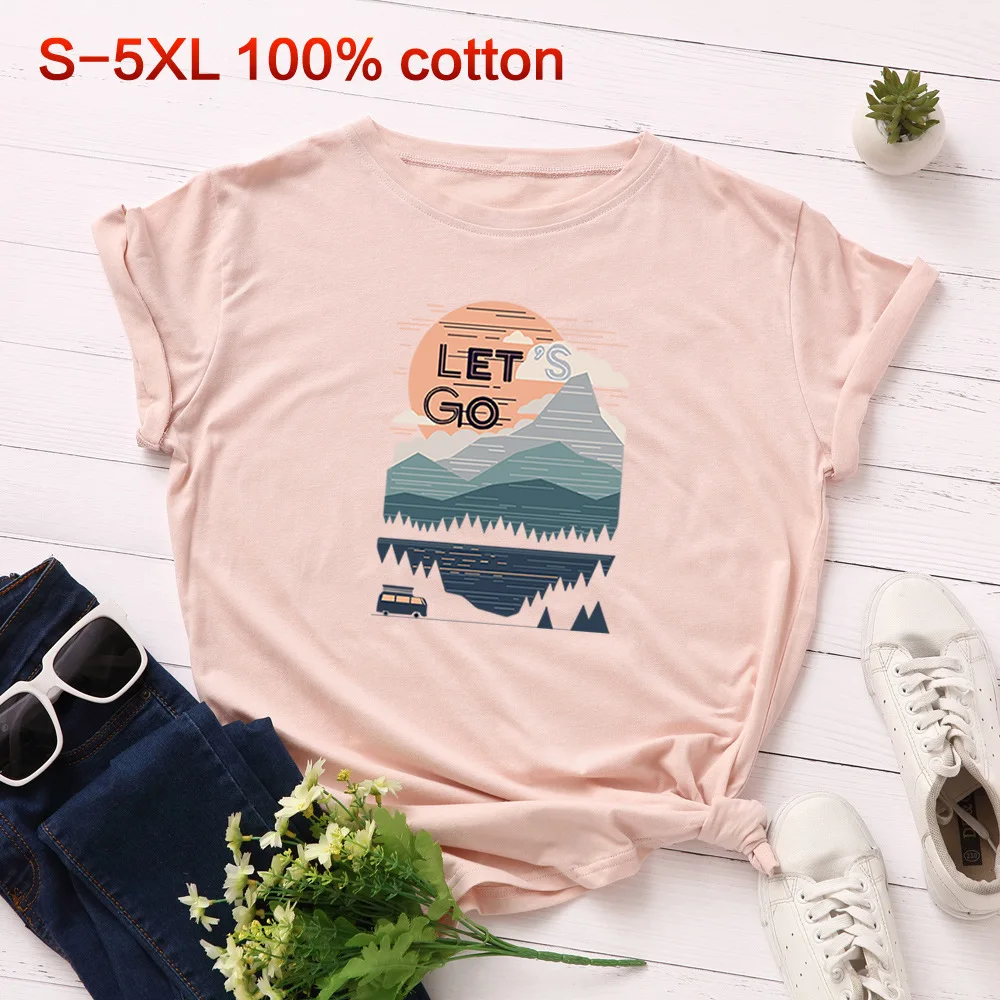 Plus Size Basic Tees Summer Tops Ladies Cotton Short Sleeve T-Shirt Harajuku Leisure Sports Camping Print T Shirt Women Clothing
Plus Size Basic Tees Summer Tops Ladies Cotton Short Sleeve T-Shirt Harajuku Leisure Sports Camping Print T Shirt Women Clothing