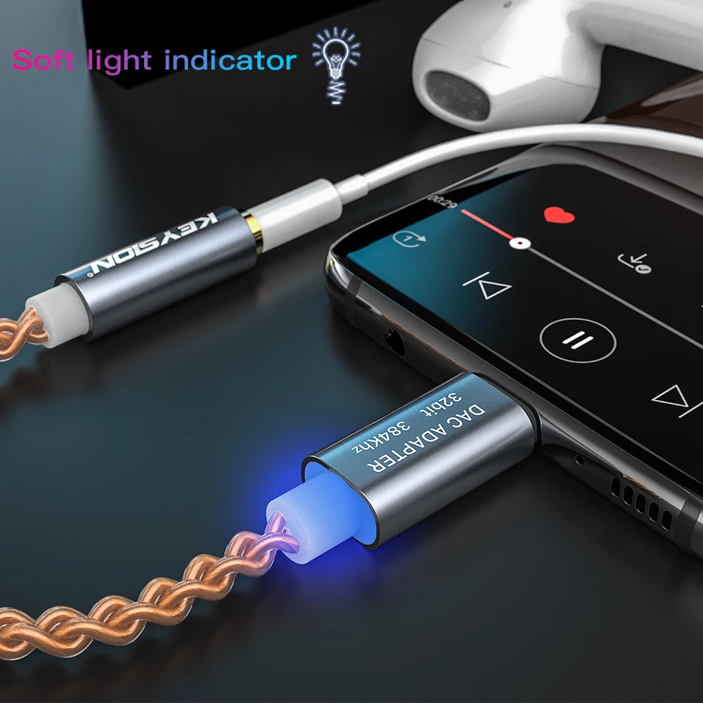 KEYSION HIFI DAC earphone Amplifier USB Type C to 3.5mm Headphone Jack audio adapter 32bit 384kHz Digital Decoder AUX Converter
KEYSION HIFI DAC earphone Amplifier USB Type C to 3.5mm Headphone Jack audio adapter 32bit 384kHz Digital Decoder AUX Converter