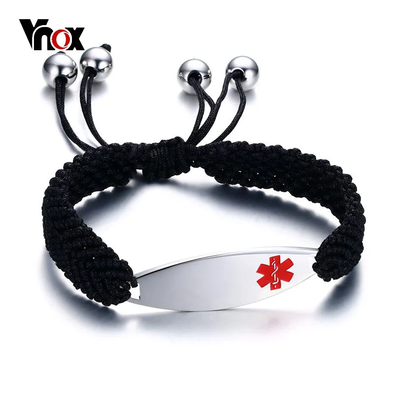 Vnox Free Engraving Medical Bracelets ID for Women Stainless Steel Emergency Alert Jewelry Braided Chain Adjustable Length
Vnox Free Engraving Medical Bracelets ID for Women Stainless Steel Emergency Alert Jewelry Braided Chain Adjustable Length