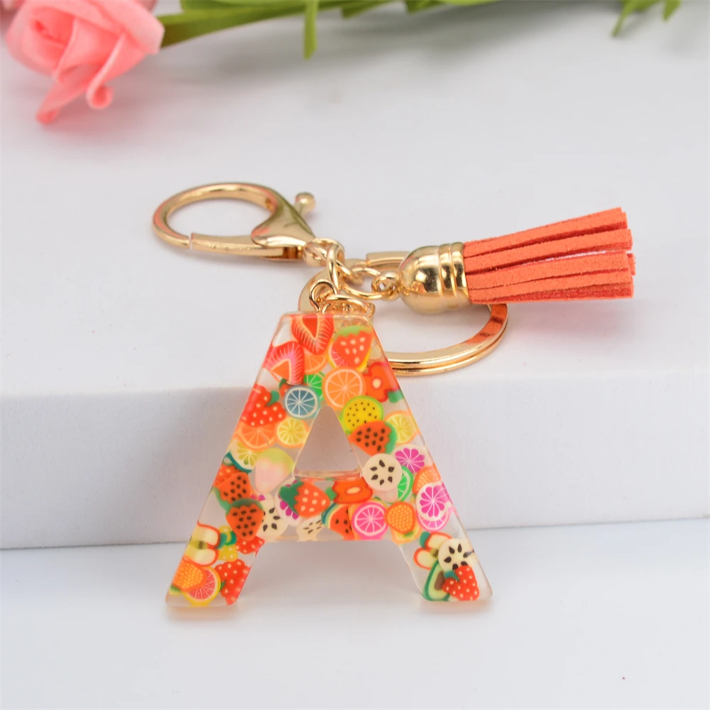 Fashion Chic 26 Letters Bright Fruit Slices Resin Keychain Women Handbag Ornaments With Tassel Key Ring Charm Accessories Gift
Fashion Chic 26 Letters Bright Fruit Slices Resin Keychain Women Handbag Ornaments With Tassel Key Ring Charm Accessories Gift