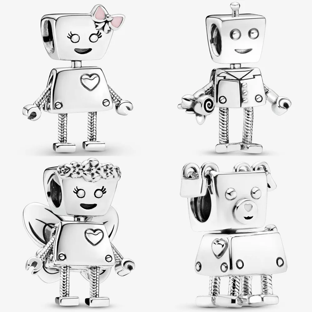 Genuine 925 Sterling Silver Charm Cute Bella Bot A Big Heart And Lots Of Robot Bead Fit Pan Bracelet & Necklace Diy Jewelry
Genuine 925 Sterling Silver Charm Cute Bella Bot A Big Heart And Lots Of Robot Bead Fit Pan Bracelet & Necklace Diy Jewelry