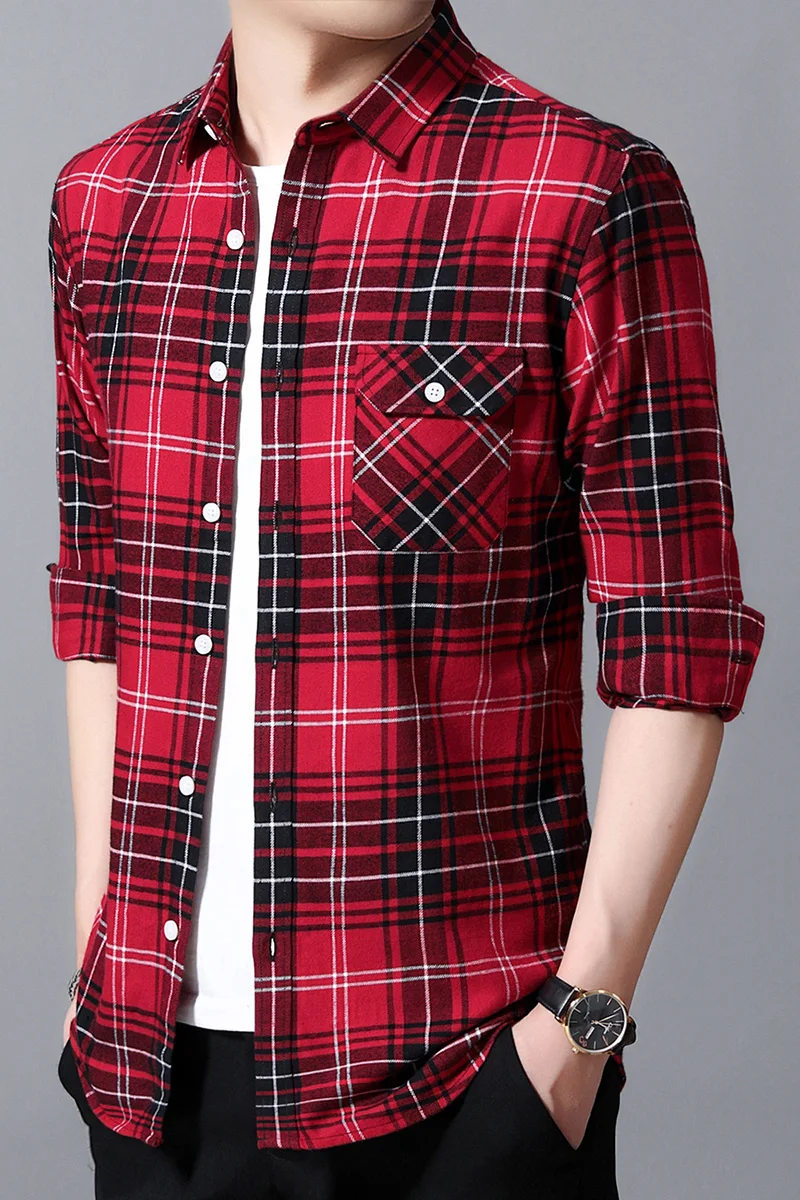 iSurvivor 2021 Men's plaid breathable shirt shirt spring and autumn long-sleeved cotton shirt lapel fashion slim casual 
iSurvivor 2021 Men's plaid breathable shirt shirt spring and autumn long-sleeved cotton shirt lapel fashion slim casual