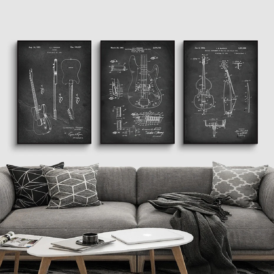 Black and White Retro Musical Instruments Guitar Violin Niche Industrial Style Decorative Painting Poster Wall Art Home Decorati
Black and White Retro Musical Instruments Guitar Violin Niche Industrial Style Decorative Painting Poster Wall Art Home Decorati