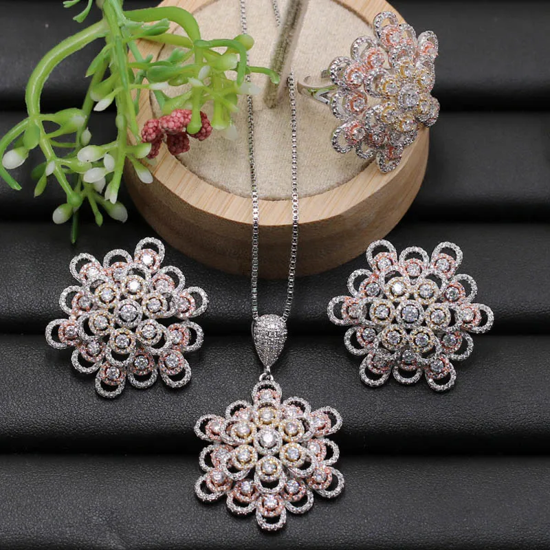Vanifin Fashion Jewelry Distinctive Snow Flower Micro Pave Cubic Zirconia Necklace with Earrings and Ring for Engagement Gifts
Vanifin Fashion Jewelry Distinctive Snow Flower Micro Pave Cubic Zirconia Necklace with Earrings and Ring for Engagement Gifts
