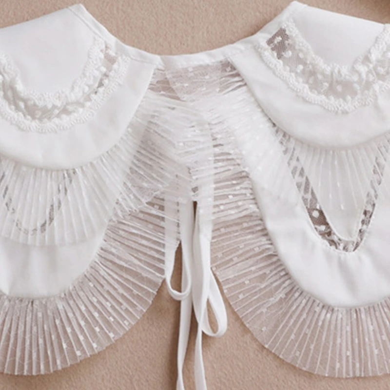 Women Sweet Chiffon False Fake Collar Necklace Ruffles Lace Trim Detachable Lapel Shawl Mini Cape Lace-Up Dickey Capelet
Women Sweet Chiffon False Fake Collar Necklace Ruffles Lace Trim Detachable Lapel Shawl Mini Cape Lace-Up Dickey Capelet