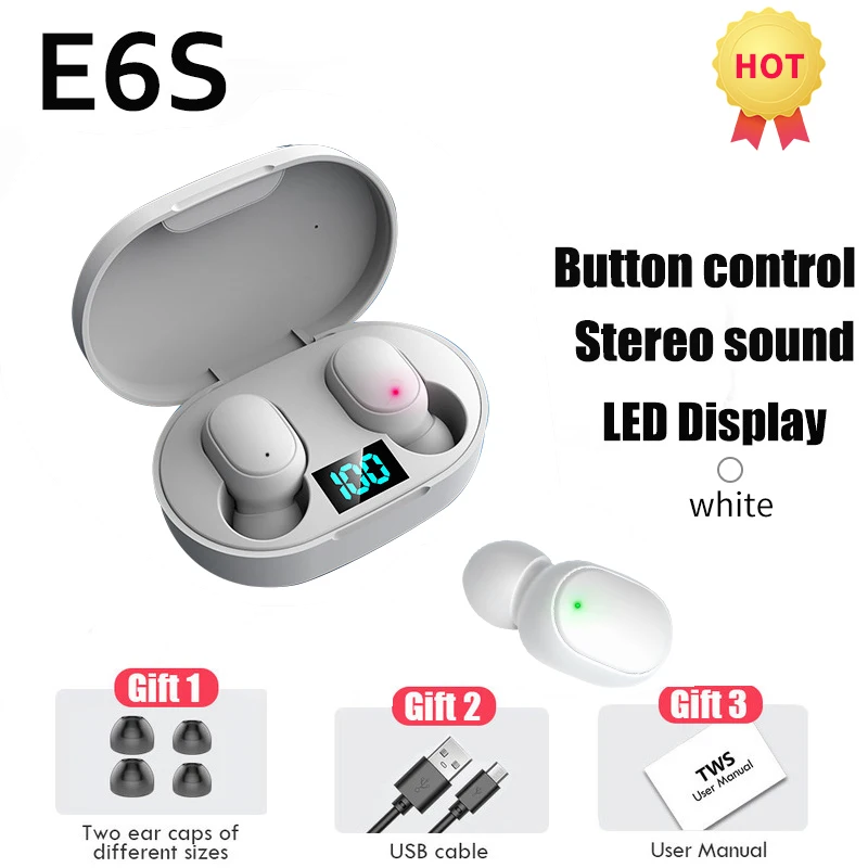 E6S TWS Wireless Earphones Bluetooth 5.0 Earbud Waterproof Sports Headphones Strong Bass Streo LED Display For Phone
E6S TWS Wireless Earphones Bluetooth 5.0 Earbud Waterproof Sports Headphones Strong Bass Streo LED Display For Phone