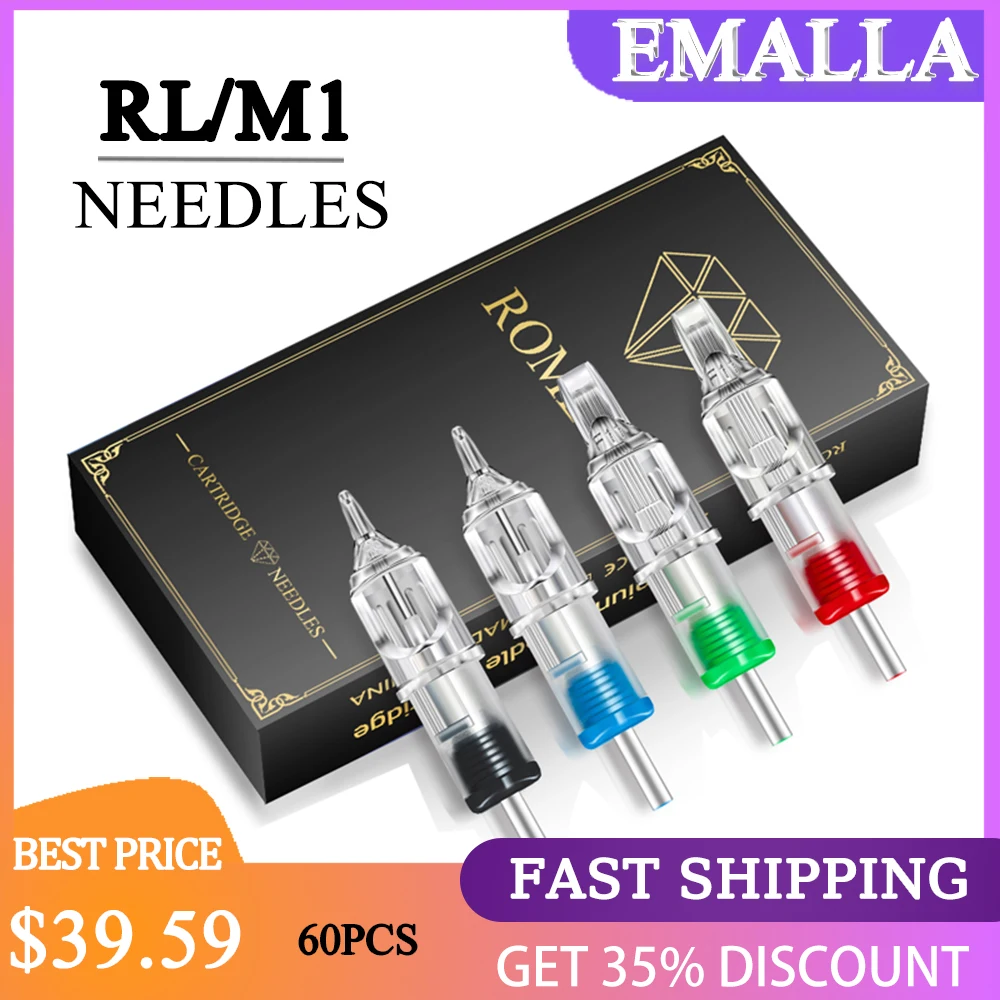 EMALLA 60 Pcs. Mixed Sterilized Tattoo Cartridge Needles with Round Liner Magnum 3RL 5RL 7RL 5M1 7M1 9M1 Tattoo Size
EMALLA 60 Pcs. Mixed Sterilized Tattoo Cartridge Needles with Round Liner Magnum 3RL 5RL 7RL 5M1 7M1 9M1 Tattoo Size